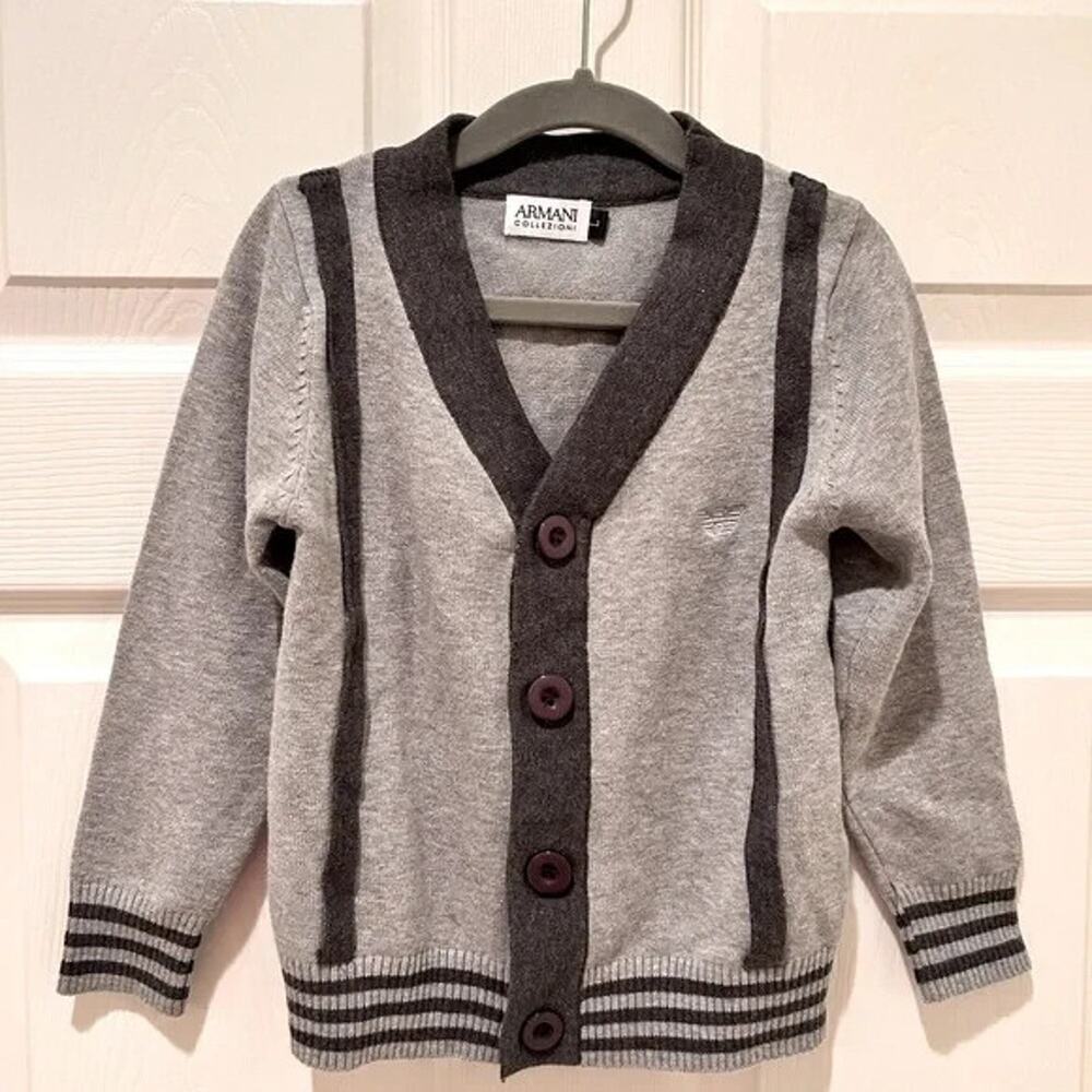 Armani Collezioni Kids Gray Button Down Sweater Size Large